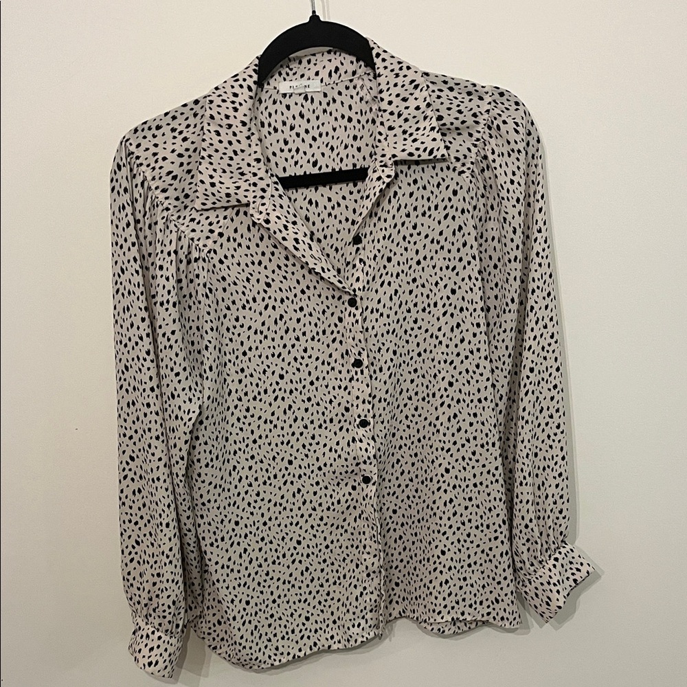 Pleione Cream Blouse with Black Speckle Print